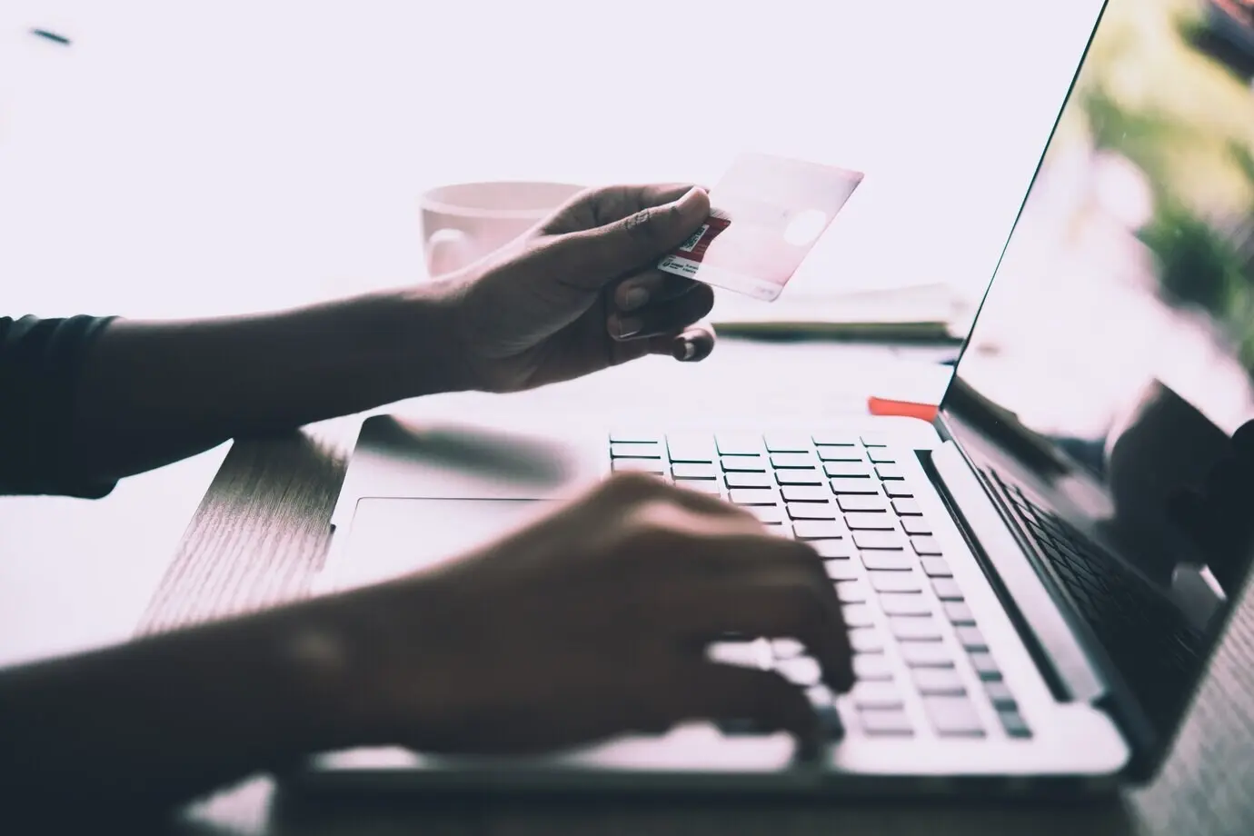 Laptop bezahlen zahlend Sonne Kauf